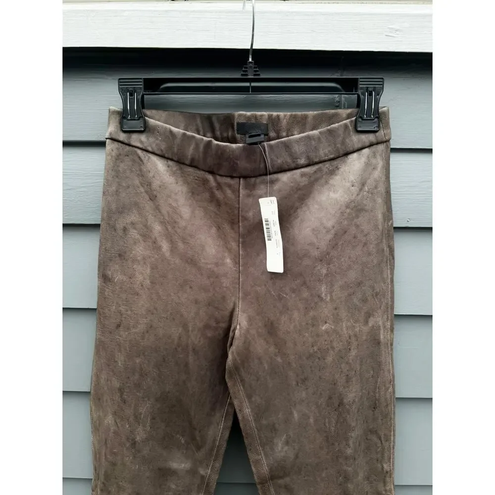 NWT J.CREW COLLECTION Brown Genuine Leather Pants Leggings 4